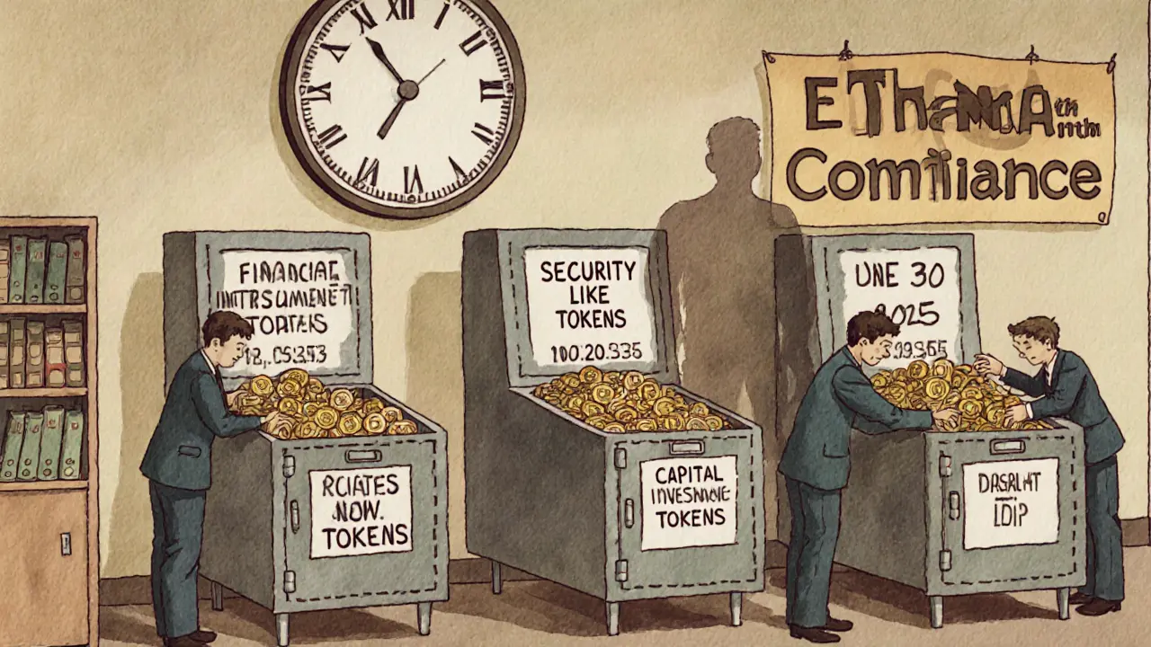 Berlin crypto office sorting tokens into three regulated vaults as deadline clock ticks