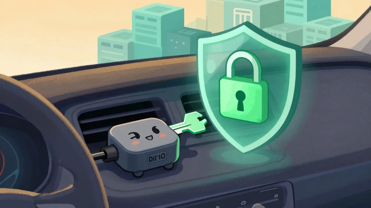 Hardware device securing car data with crypto locks