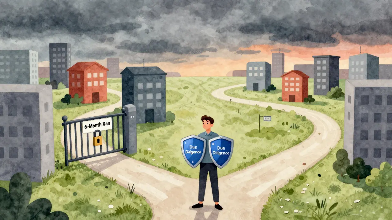 Trader choosing between a banned exchange and alternatives at a crossroads.