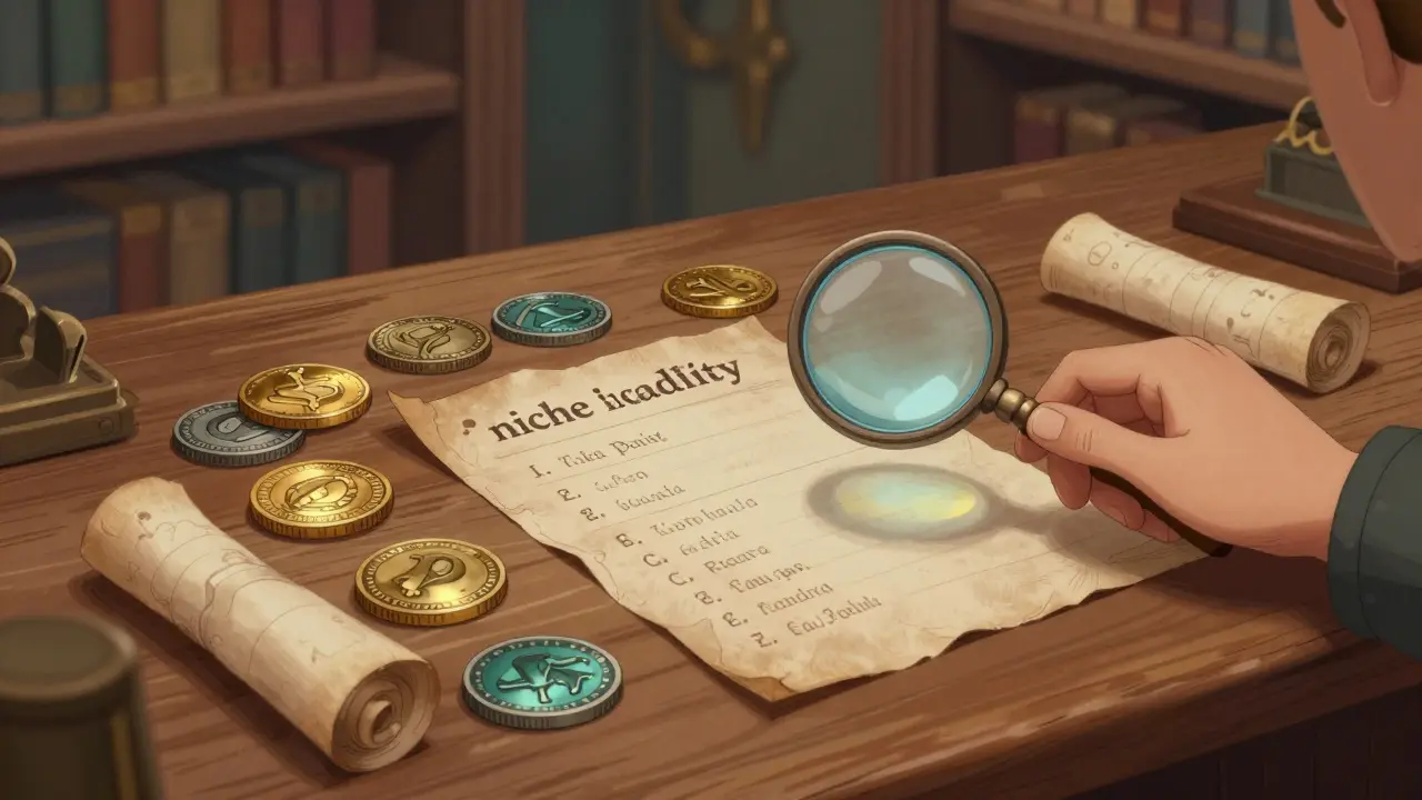 Drawing of few coins and scrolls on a desk showing limited trading options