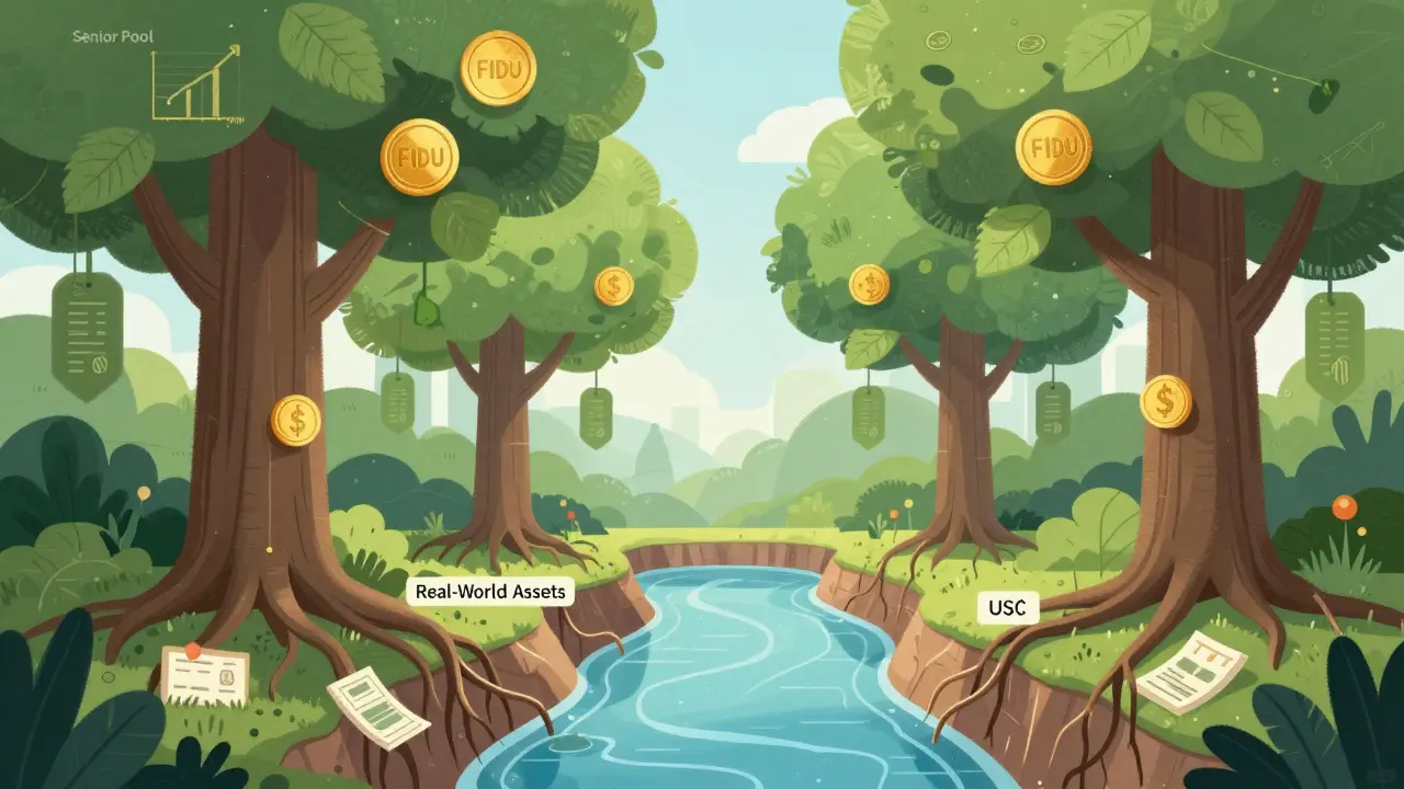 FIDU tokens growing like trees in a stable investment garden