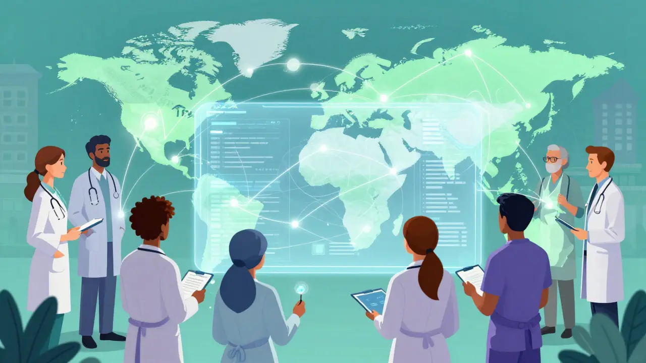 Global doctors collaborating via a shared holographic health network