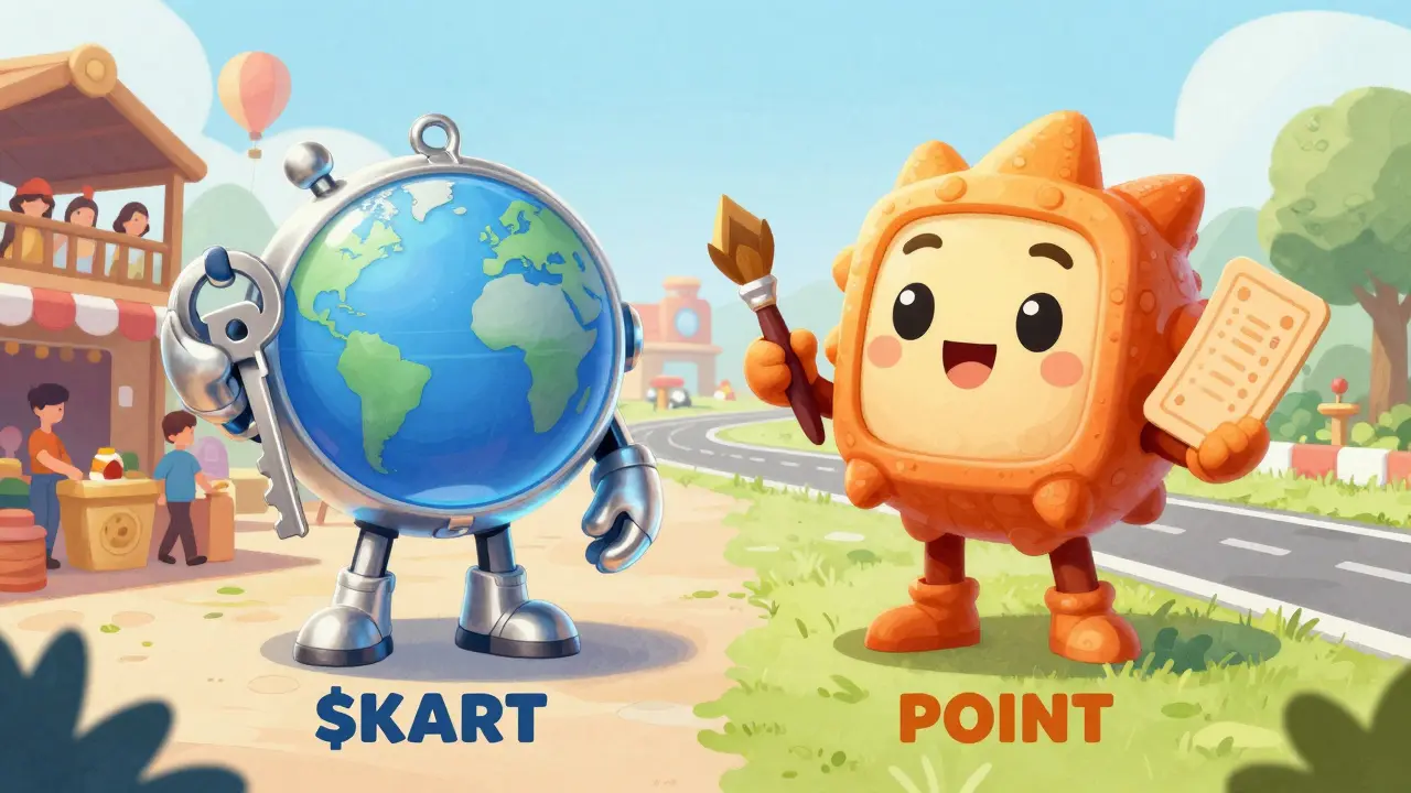 Two token characters representing KART and POINT economies