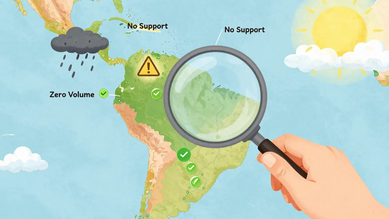 User examining a map highlighting safe vs risky crypto regions in Latin America