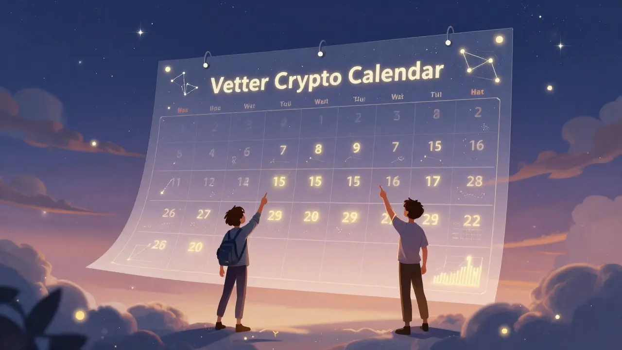 Enchanting image of a magical calendar displaying predicted opportunities, surrounded by stars and data visualizations in a twilight setting.