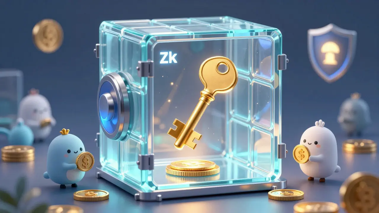 Transparent glass vault with a floating key and protective shield