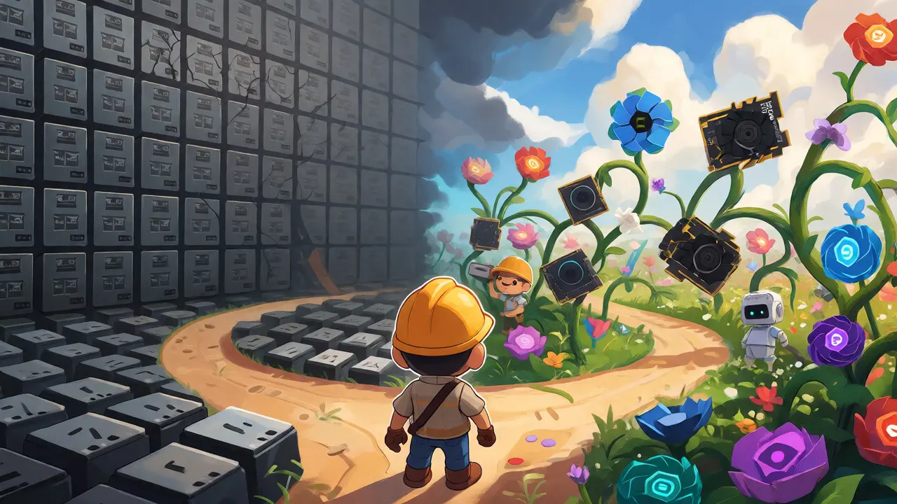 Conceptual art of mining paths: obsolete ASICs vs adaptable GPU gardens.