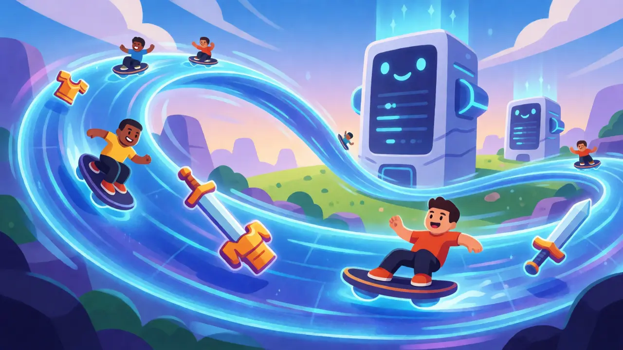 Gamers racing on a fast blockchain highway collecting NFT rewards