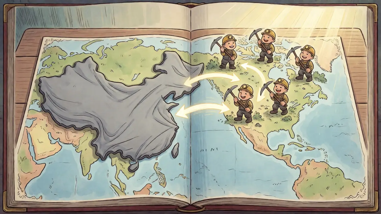Map showing miners moving from China to US and Asia